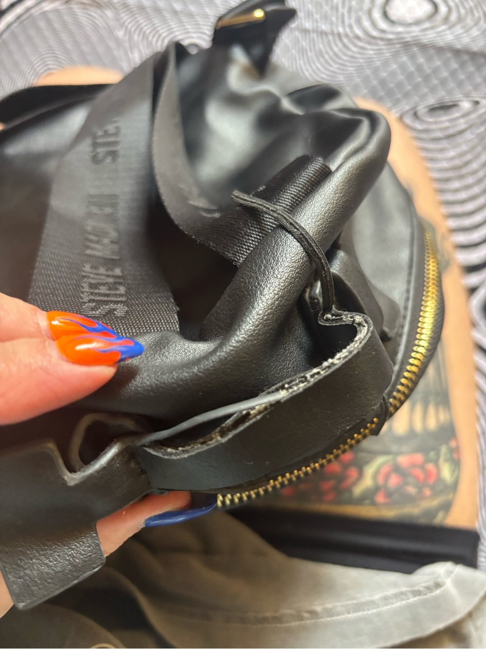 Steve Madden Black Mini Faux-Leather Backpack with Gold Hardware - Picture 5 of 6